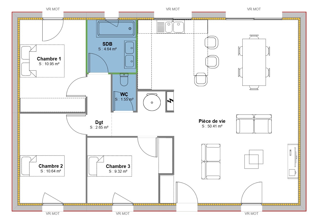 Plan POP ! 90 m2 avec 3 chambres