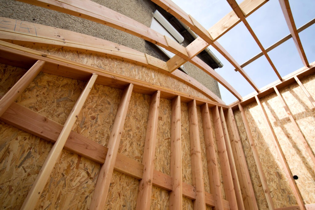 photo de travaux d'une extension de maison en ossature bois